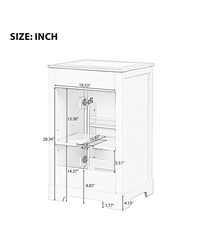 Casainc 20" Bathroom Vanity Cabinet With Sink, Soft-Close Door, Storage Rack, and Adjustable Shelf