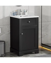 Casainc 20" Bathroom Vanity Cabinet With Sink, Soft-Close Door, Storage Rack, and Adjustable Shelf