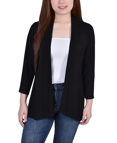 Ny Collection Petite 3/4 Sleeve Solid Cardigan Sweater
