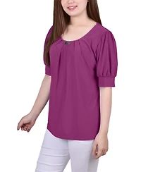Ny Collection Petite Short Sleeve Balloon Top