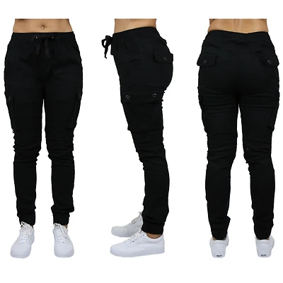 Galaxy By Harvic Women's Loose Fit Cotton Stretch Twill Cargo Joggers