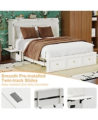 Livelylodge Murphy Bed Cabinet with Drawer Includes Storage Cabinet, Murphy Bed Twin Suit for Guest Room, Murphy Bed Full with Charging and Usb Port,