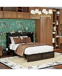 Livelylodge Murphy Bed Cabinet, Queen Cabinet Bed with Storage Drawers for Guest Room, Space Saving Murphy Bed Chest(No Mattress