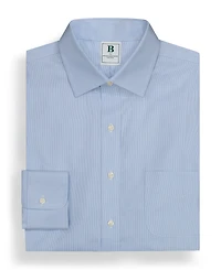 Men's Regular Fit Non-Iron Spread Collar Micro-Houndstooth Pinpoint Dress Shirt