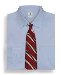 Men's Regular Fit Non-Iron Spread Collar Solid Pinpoint Dress Shirt