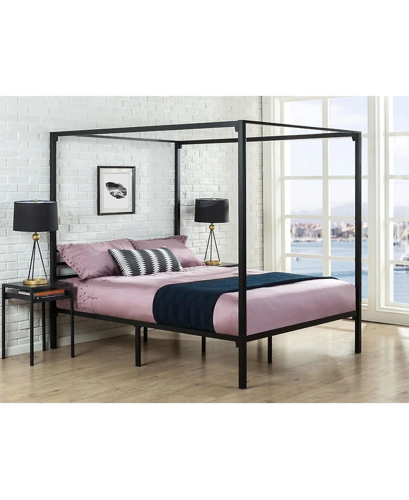 Slickblue Contemporary Metal Canopy Bed Frame, Durable and Stylish Bedroom Furniture
