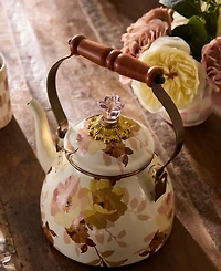 MacKenzie-Childs Wild Rose White Enameled 2-Qt. Tea Kettle