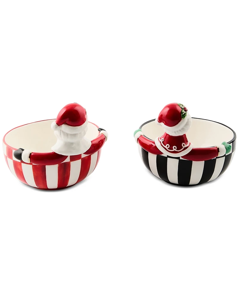 MacKenzie-Childs Check It Out Ceramic Snack Bowls, Set of 2