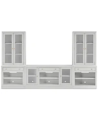 Furniture Amren 65" Wood 2 Door Console and 2 Door Hutches with Open Base with Drawers