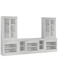 Furniture Amren 65" Wood 2 Door Console and 2 Door Hutches with Open Base with Drawers