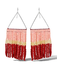 Jessica Simpson Pink and Red Ombre Beaded Fringe Earrings