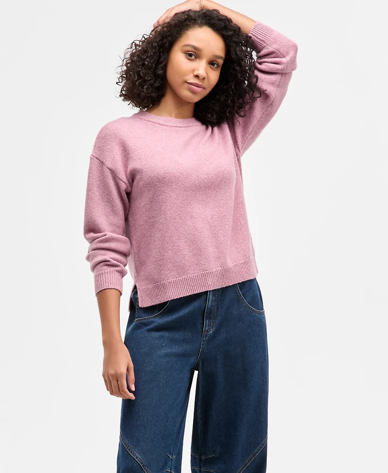 Freshman Juniors' Drop-Shoulder Long-Sleeve Sweater