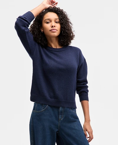 Freshman Juniors' Drop-Shoulder Long-Sleeve Sweater