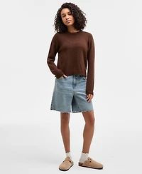 Freshman Juniors' Drop-Shoulder Long-Sleeve Sweater