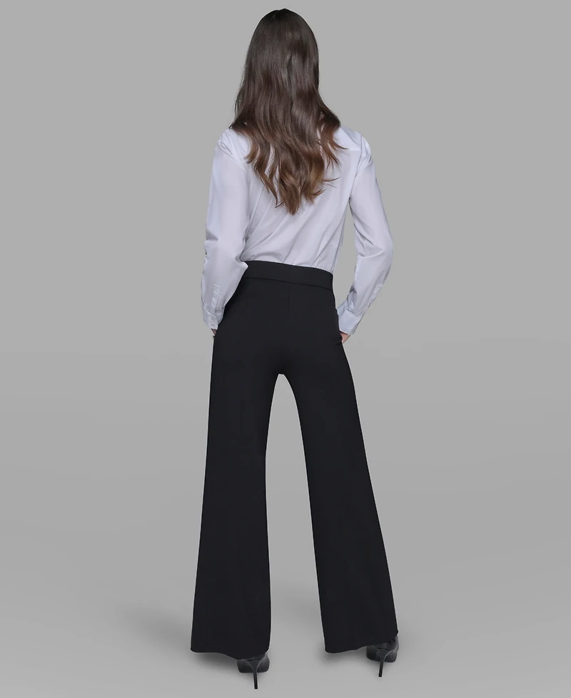 Karl Lagerfeld Paris Women's Petite Silky Straight-Leg Pull-On Pants