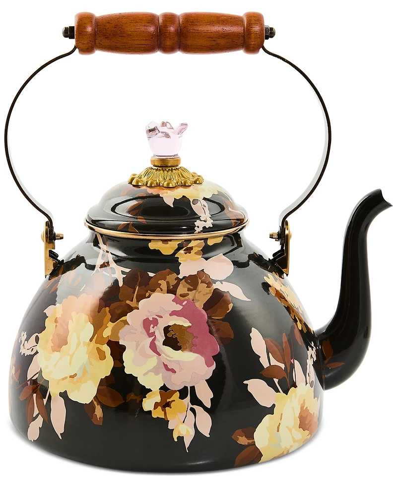 Mackenzie-Childs Wild Rose Brown 3-Qt. Tea Kettle