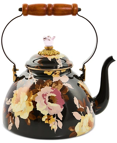 Mackenzie-Childs Wild Rose Brown 3-Qt. Tea Kettle