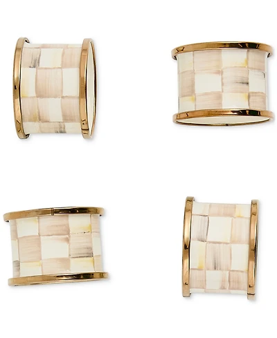 MacKenzie-Childs Mocha Check Napkin Rings, Set of 4