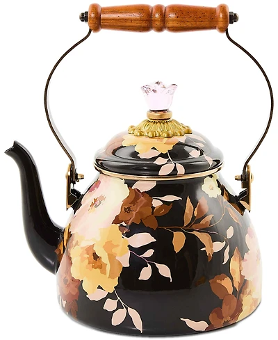 MacKenzie-Childs Wild Rose Brown 2-Qt. Tea Kettle