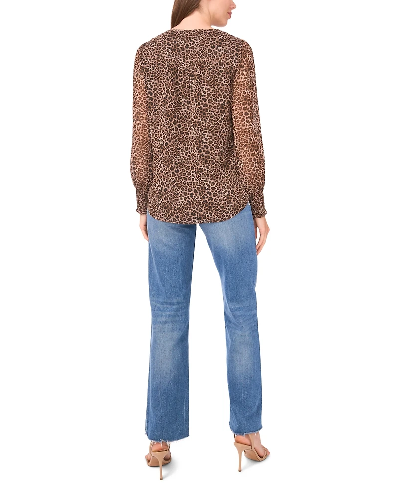 Sam & Jess Women's Smocked Shoulder Long Sleeve Top