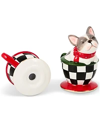 MacKenzie-Childs Check It Out French Bulldog Salt & Pepper Set