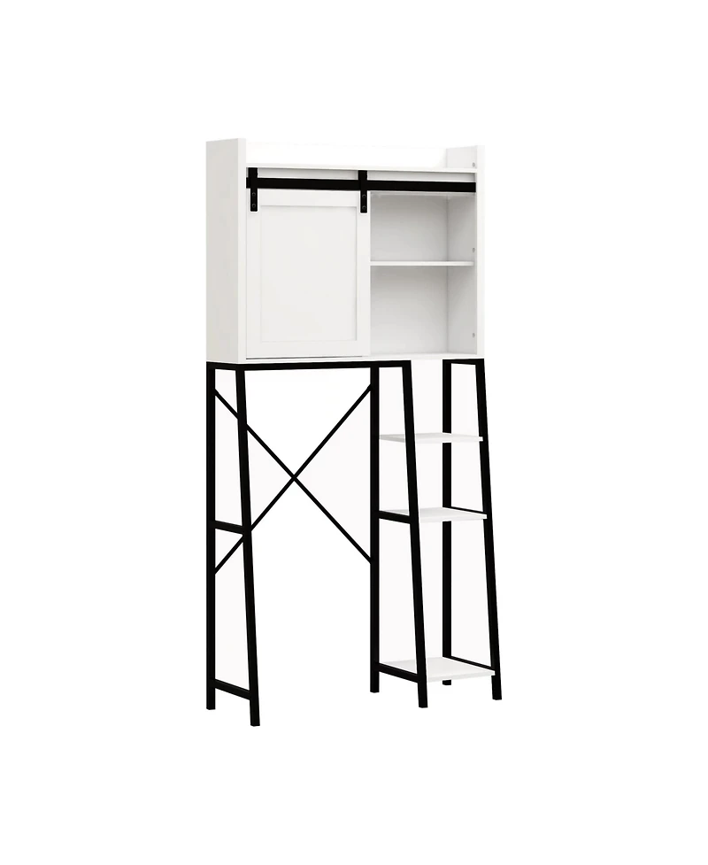 Casainc over-the-sink storage cabinet with sliding barn door, side rack and adjustable shelves