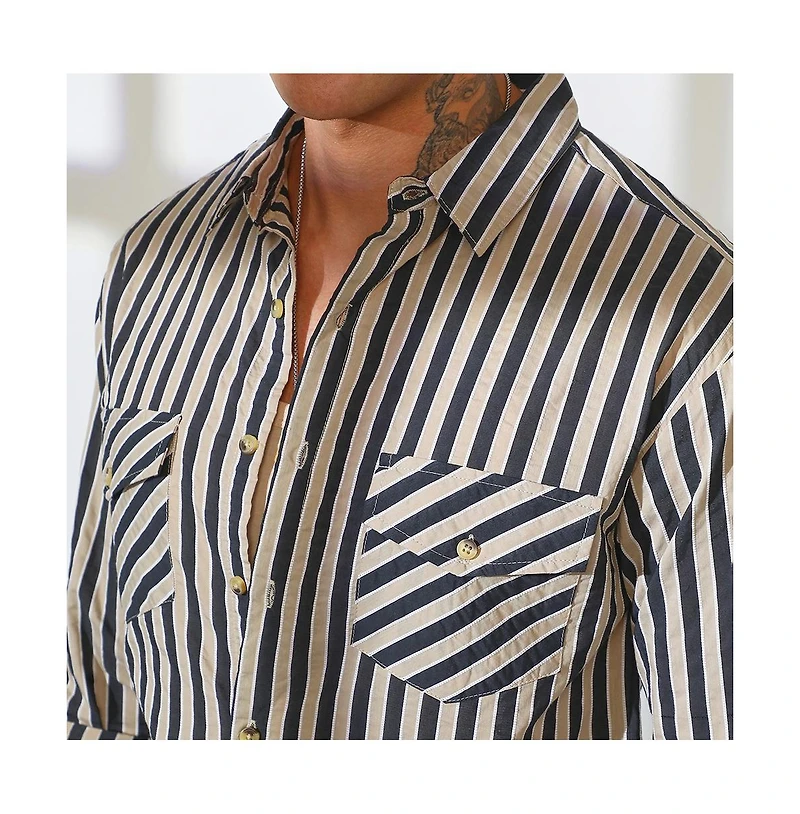 Campus Sutra Men's Candy Striped Oversized Shirt