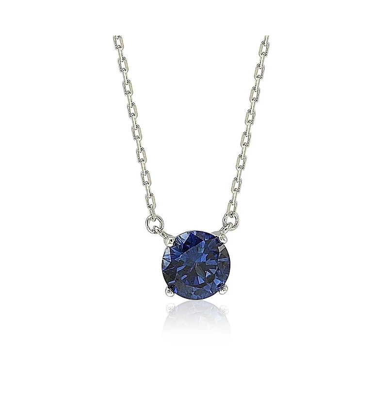 Suzy Levian New York Sterling Silver Sapphire Solitaire Necklace