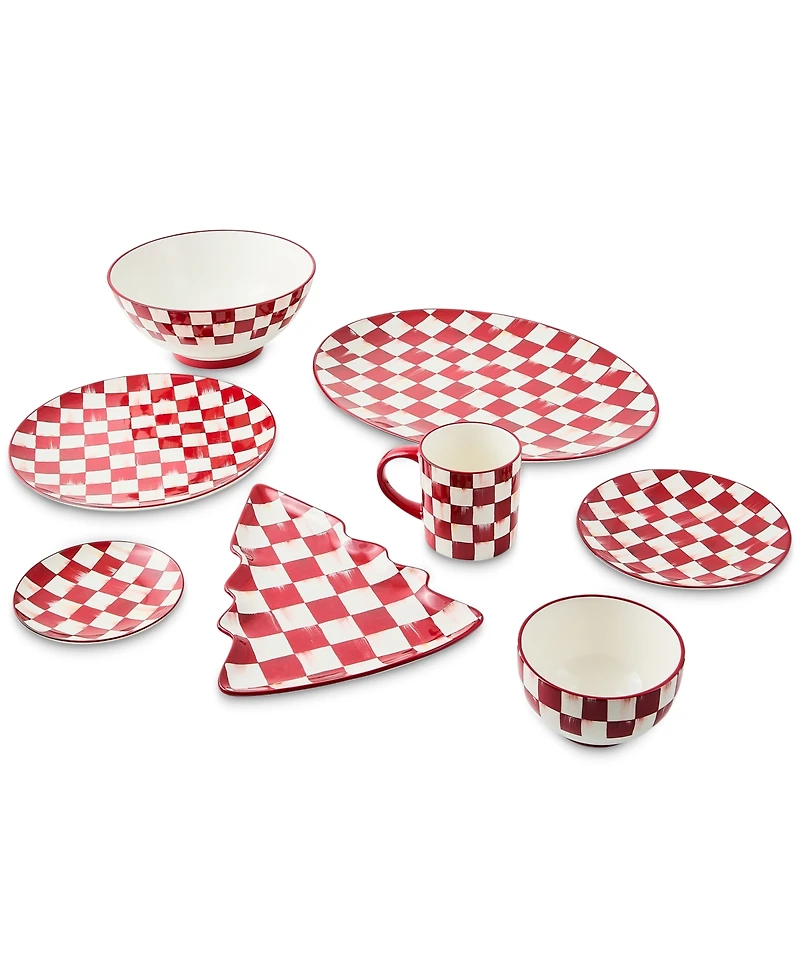 MacKenzie-Childs Cherry Check Breakfast Bowls, Set of 4