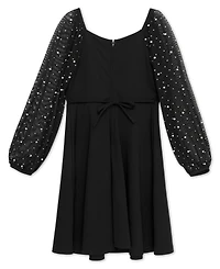 Speechless Big Girls Knee Length Long Sleeve Round Neck Dress
