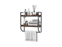 Slickblue Wall-Mounted Over Toilet Shelving Unit with 2 Shelves and Towel Bar for Bathroom Storage