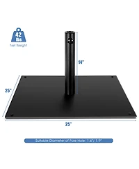 Costway 25'' Square Patio Umbrella Base Weighted 42 Lbs Outdoor Market Stand Footpads