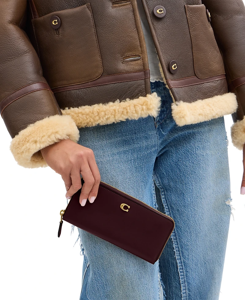 Coach Slim Accordion Leather Zip-Around Wallet