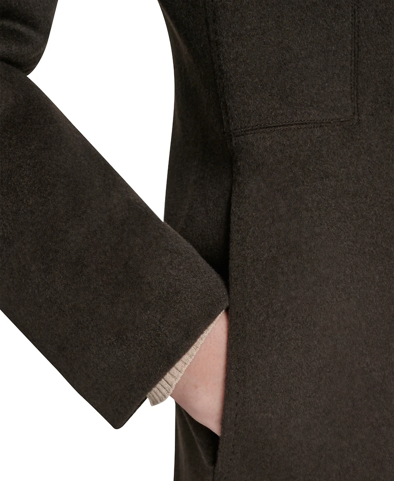 Calvin Klein Womens Single-Breasted Wool Blend Coat