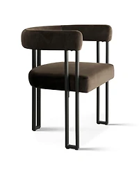 Modern 3 Piece Round Dining Table Set 35 Inch Small Kitchen and Breakfast Nook with 2 Upholstered Armchairs Space Saving Home Furniture-Maison
