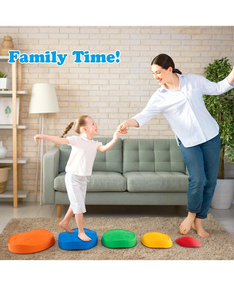 Akiudex 5 Piece Kids Stepping Stones Set for Balance Coordination and Active Play