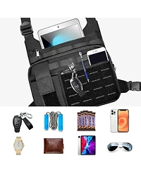 Nakto Tactical Chest Bag Lightweight Running Chest Pack, Water Resistant Running Vest Pack with Phone Holder Running Backpack for Men Women(Black Ches