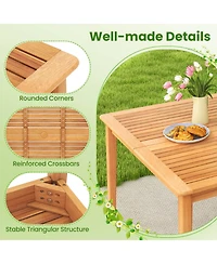 Gymax Set Of 5 Patio Acacia Wood Dining Set w/ Soft Seat Cushions Umbrella Hole for Yard