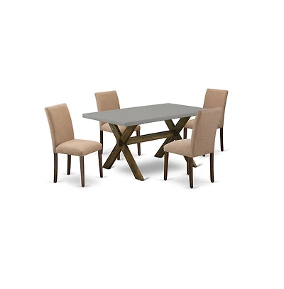 East West Furniture 5-Piece Dining Table Set Includes 4 Modern Chairs with Upholstered Seat and High Back and a Rectangular Table
