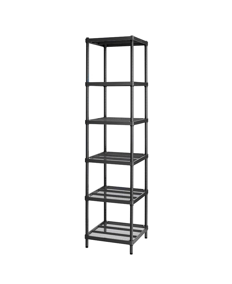 Design Ideas MeshWorks 6 Tier Tower Metal Storage Shelving Unit Rack, Black