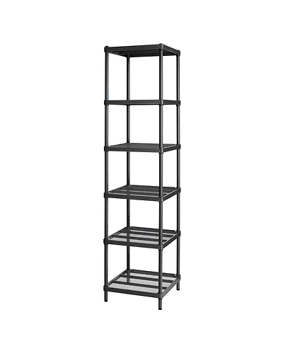 Design Ideas MeshWorks 6 Tier Tower Metal Storage Shelving Unit Rack, Black