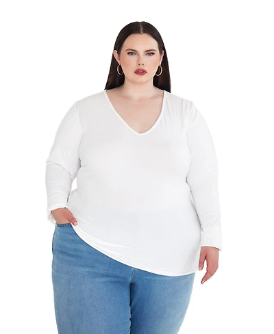 Rebdolls Women's Stylish Essential V Neck Top Classic White