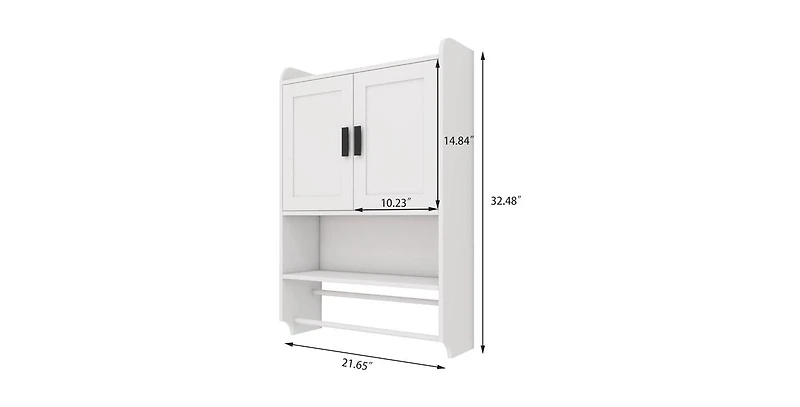 Slickblue Wall-Mounted Bathroom Cabinet with Towel Bar and Open Storage Shelf