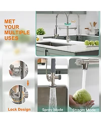Commercial Pull Down Kitchen Sink Faucet With Sprayer Modern Single Handle Brass Taps Matte Black