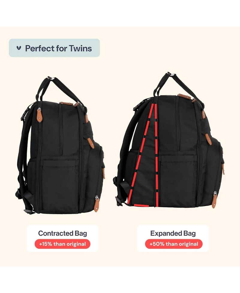 BabbleRoo Toddler Diaper Bag Backpack Stylish 26L Hands Free with Changing Pad, Stroller Straps & Water-Resistant, Safari, Large