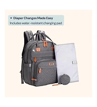 BabbleRoo Toddler Diaper Bag Backpack Stylish 26L Hands Free with Changing Pad, Stroller Straps & Water-Resistant, Safari, Large