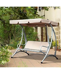 Flynama 3-Seat Outdoor Porch Swing Chair, Patio Swing Glider with Adjustable Canopy, Breathable Seat, and Steel Frame for Garden, Poolside, Backyard,