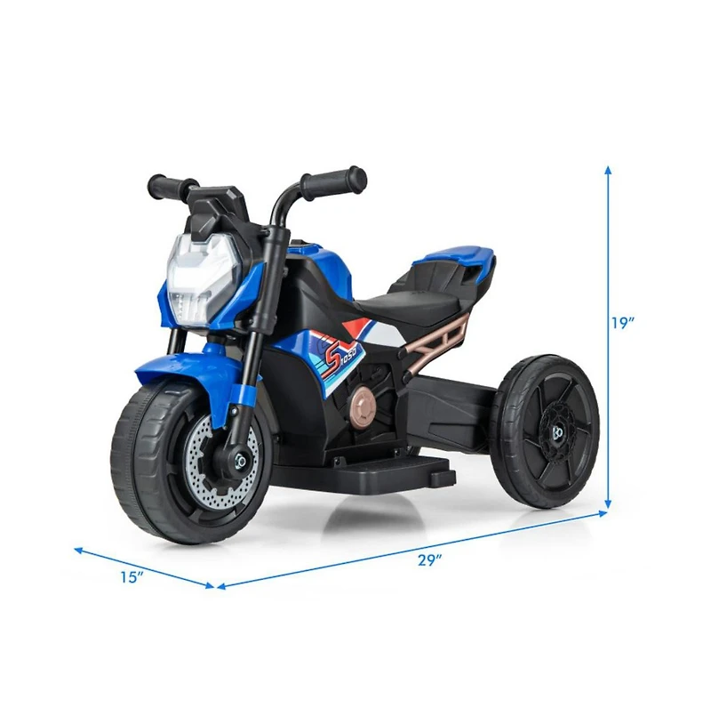 Akiudex 6V Kids Ride-On Motorcycle with Convertible 2 or 3-Wheel Design and Music