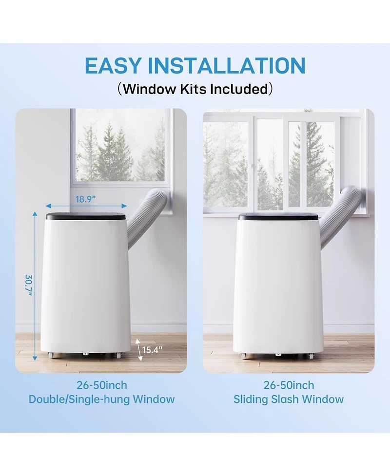 gaomon 14,000 Btu Portable Air Conditioner - Efficient Cooling, Window Vent Kit & Remote Included, Dark Grey, Cools Rooms up to 750 Sq. Ft