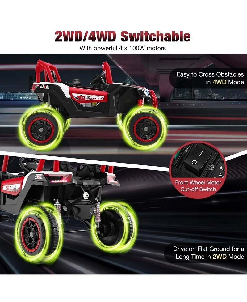 Akiudex 24V 2-Seater Ride-On Utv with Remote Control and Music